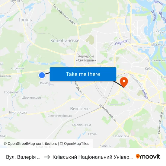 Вул. Валерія Лобановського to Київський Національний Університет Будівництва І Архітектури map