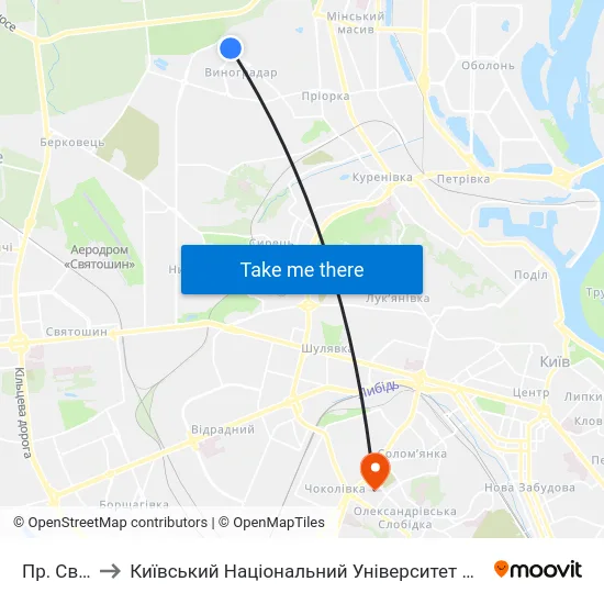 Пр. Свободи to Київський Національний Університет Будівництва І Архітектури map