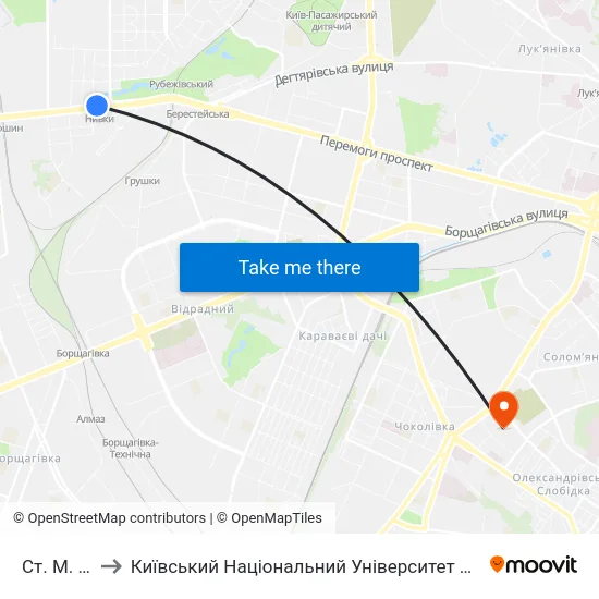 Ст. М. Нивки to Київський Національний Університет Будівництва І Архітектури map