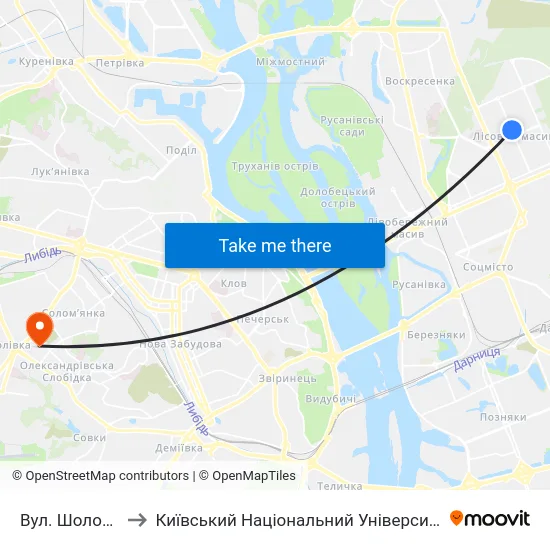 Вул. Шолом-Алейхема to Київський Національний Університет Будівництва І Архітектури map