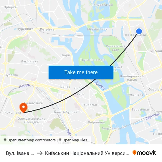 Вул. Івана Микитенка to Київський Національний Університет Будівництва І Архітектури map