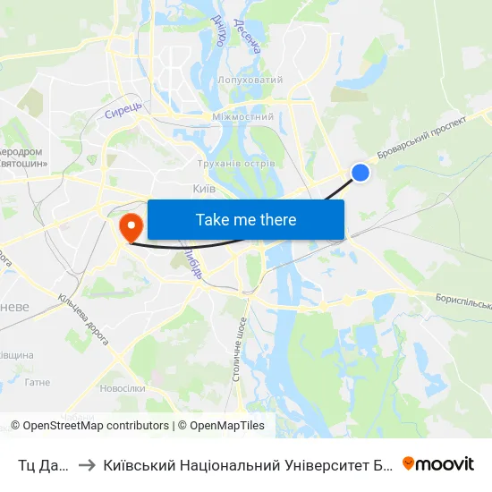 Тц Даринок to Київський Національний Університет Будівництва І Архітектури map