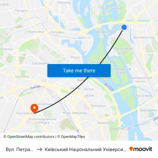 Вул. Петра Вершигори to Київський Національний Університет Будівництва І Архітектури map