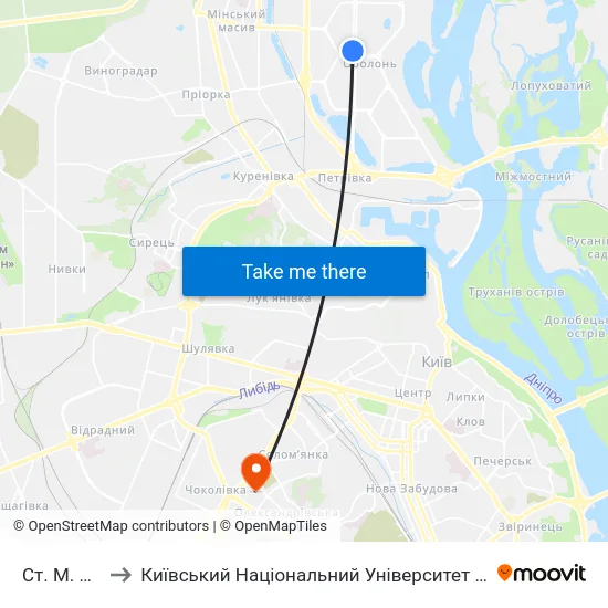 Ст. М. Мінська to Київський Національний Університет Будівництва І Архітектури map
