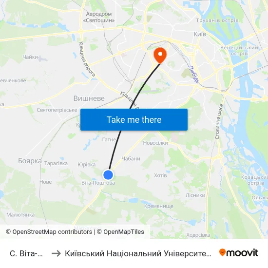 С. Віта-Поштова to Київський Національний Університет Будівництва І Архітектури map