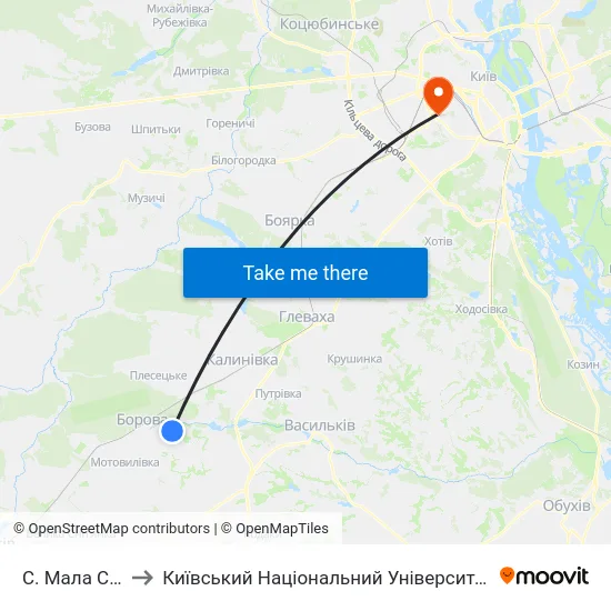 С. Мала Солтанівка to Київський Національний Університет Будівництва І Архітектури map