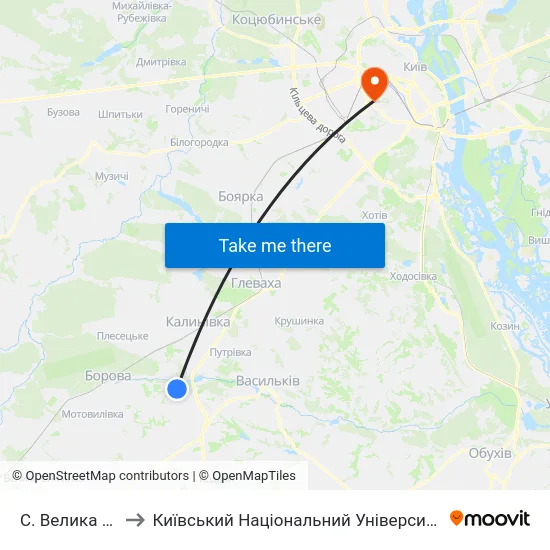 С. Велика Солтанівка to Київський Національний Університет Будівництва І Архітектури map
