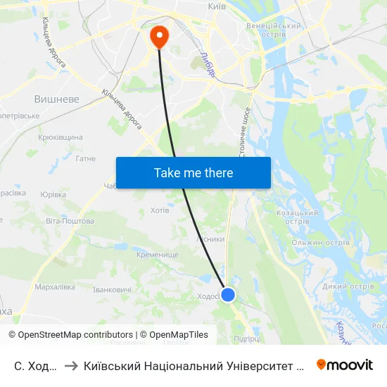 С. Ходосівка to Київський Національний Університет Будівництва І Архітектури map