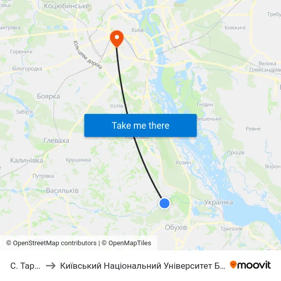 С. Тарасівка to Київський Національний Університет Будівництва І Архітектури map