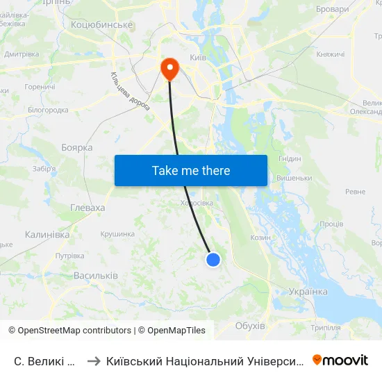 С. Великі Дмитровичі to Київський Національний Університет Будівництва І Архітектури map