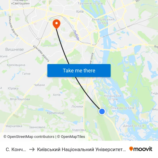 С. Конча-Заспа to Київський Національний Університет Будівництва І Архітектури map