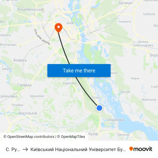 С. Рудики to Київський Національний Університет Будівництва І Архітектури map
