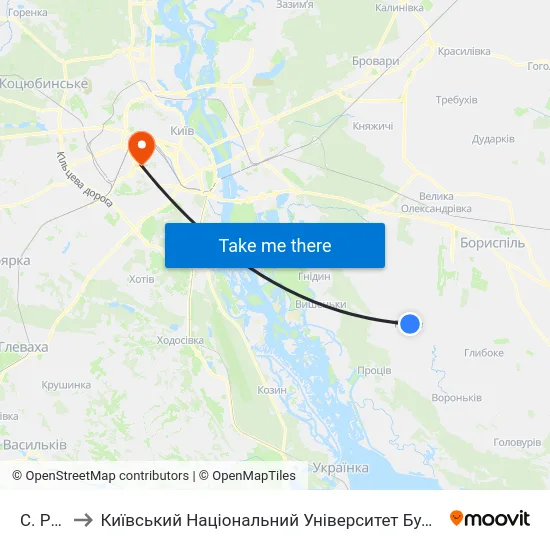 С. Ревне to Київський Національний Університет Будівництва І Архітектури map