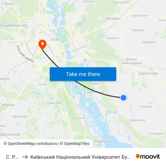 С. Ревне to Київський Національний Університет Будівництва І Архітектури map