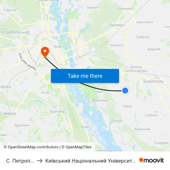 С. Петропавлівське to Київський Національний Університет Будівництва І Архітектури map