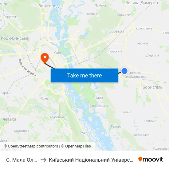 С. Мала Олександрівка to Київський Національний Університет Будівництва І Архітектури map