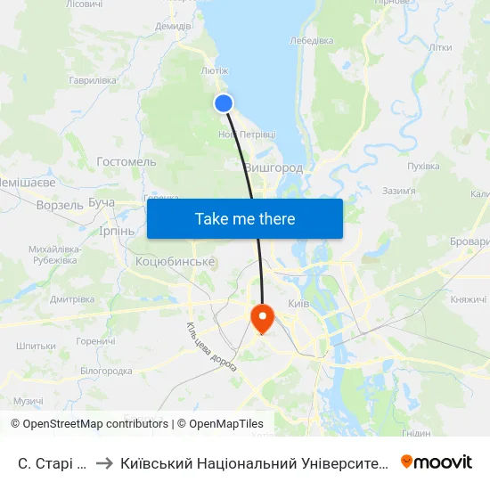 С. Старі Петрівці to Київський Національний Університет Будівництва І Архітектури map