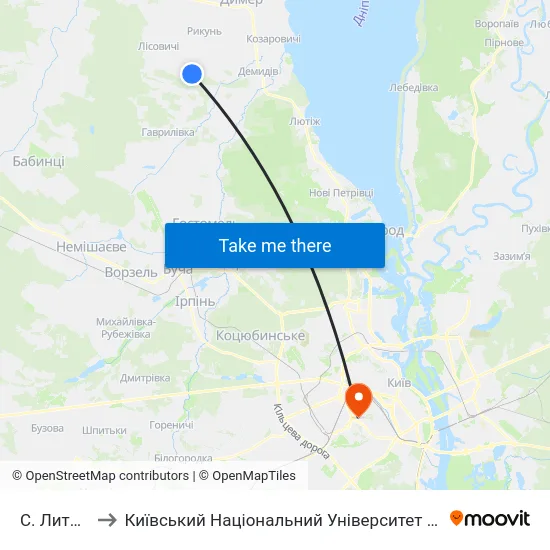 С. Литвинівка to Київський Національний Університет Будівництва І Архітектури map