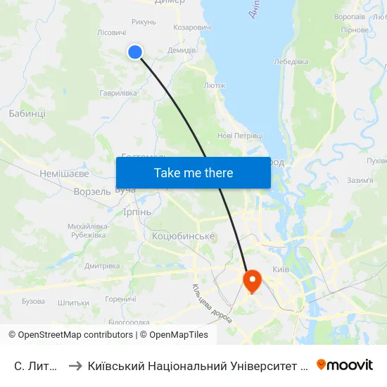 С. Литвинівка to Київський Національний Університет Будівництва І Архітектури map