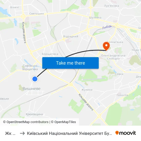 Жк Софія to Київський Національний Університет Будівництва І Архітектури map