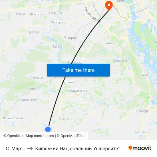 С. Мар'Янівка to Київський Національний Університет Будівництва І Архітектури map