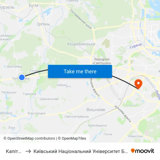 Капітанівка to Київський Національний Університет Будівництва І Архітектури map