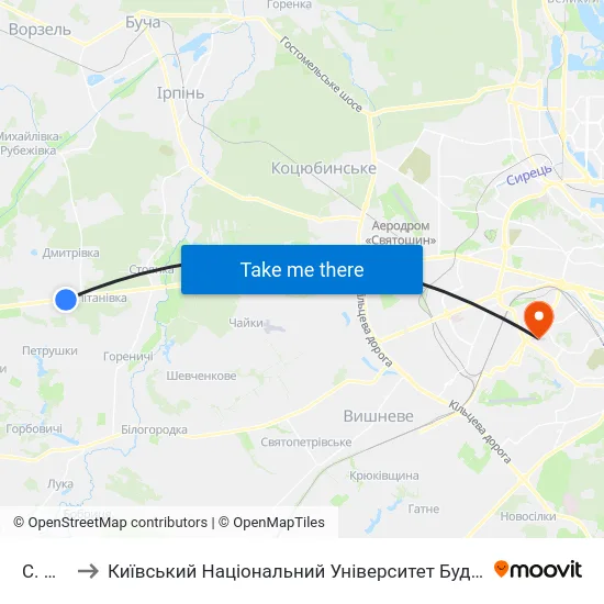 С. Мила to Київський Національний Університет Будівництва І Архітектури map