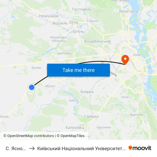 С. Ясногородка to Київський Національний Університет Будівництва І Архітектури map
