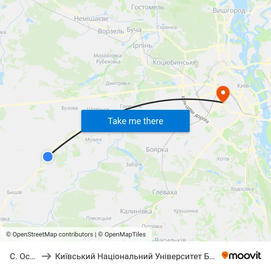 С. Осикове to Київський Національний Університет Будівництва І Архітектури map