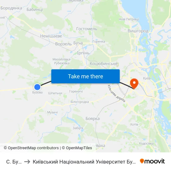 С. Бузова to Київський Національний Університет Будівництва І Архітектури map