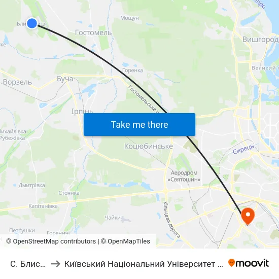 С. Блиставиця to Київський Національний Університет Будівництва І Архітектури map