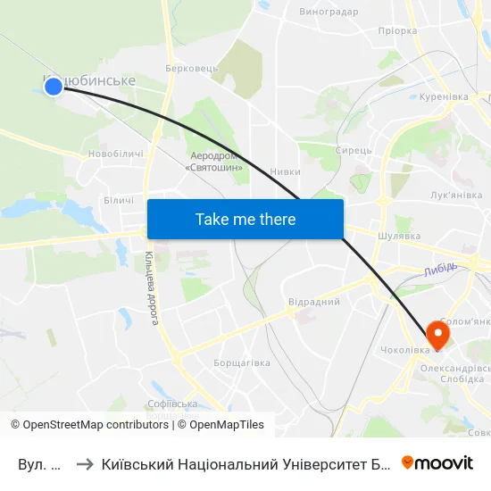 Вул. Лісова to Київський Національний Університет Будівництва І Архітектури map