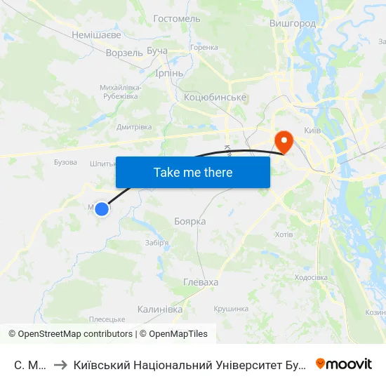 С. Музичі to Київський Національний Університет Будівництва І Архітектури map