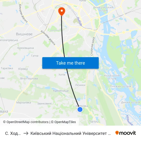 С. Ходосівка to Київський Національний Університет Будівництва І Архітектури map