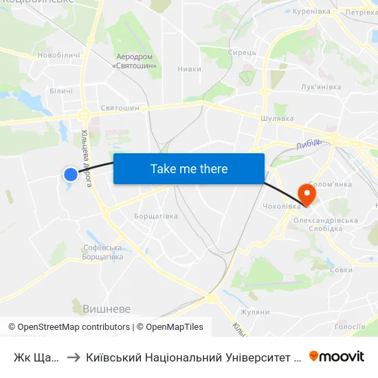 Жк Щасливий to Київський Національний Університет Будівництва І Архітектури map