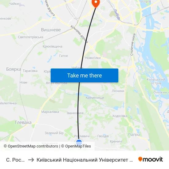 С. Рославичі to Київський Національний Університет Будівництва І Архітектури map
