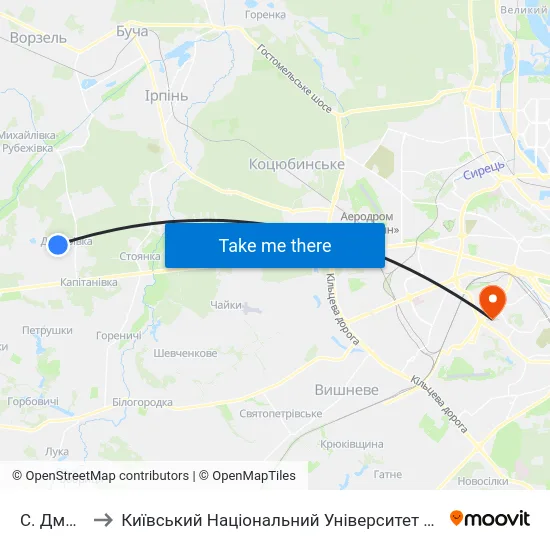С. Дмитрівка to Київський Національний Університет Будівництва І Архітектури map