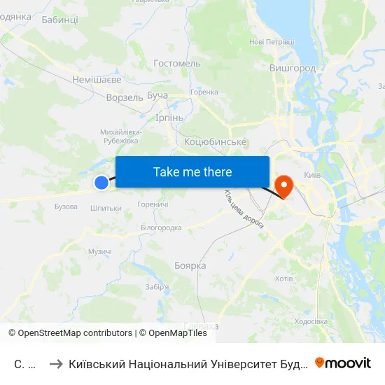 С. Лісне to Київський Національний Університет Будівництва І Архітектури map