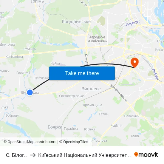 С. Білогородка to Київський Національний Університет Будівництва І Архітектури map