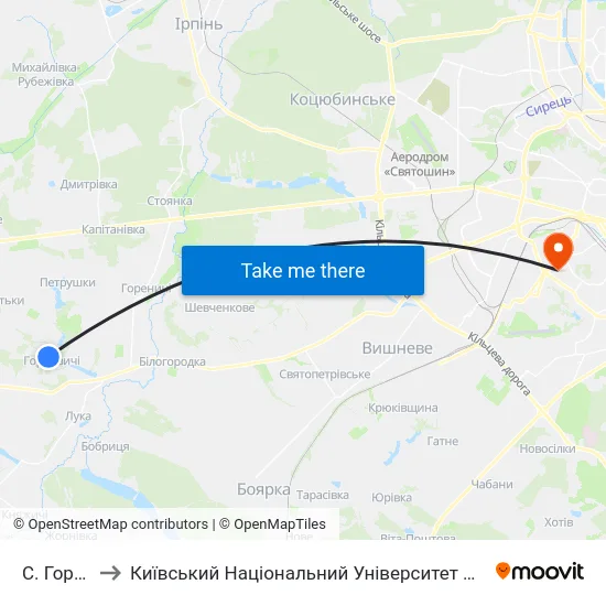 С. Горбовичі to Київський Національний Університет Будівництва І Архітектури map