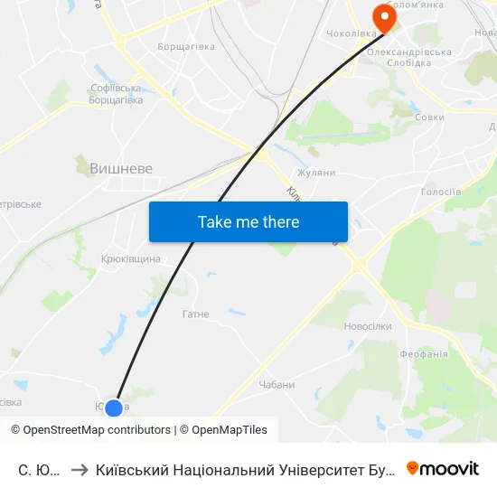 С. Юрівка to Київський Національний Університет Будівництва І Архітектури map