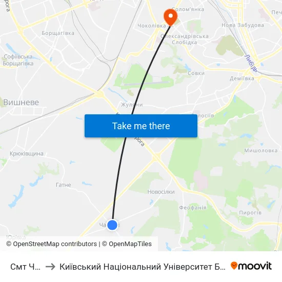 Смт Чабани to Київський Національний Університет Будівництва І Архітектури map