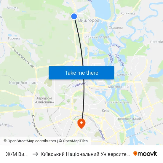 Ж/М Виноградар to Київський Національний Університет Будівництва І Архітектури map