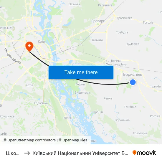 Школа №3 to Київський Національний Університет Будівництва І Архітектури map