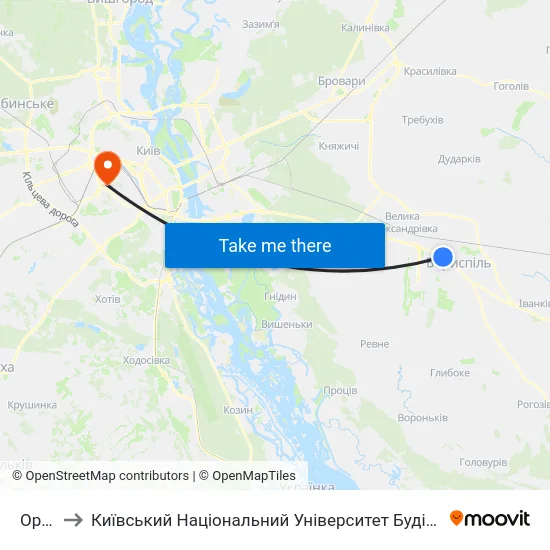 Орбіта to Київський Національний Університет Будівництва І Архітектури map