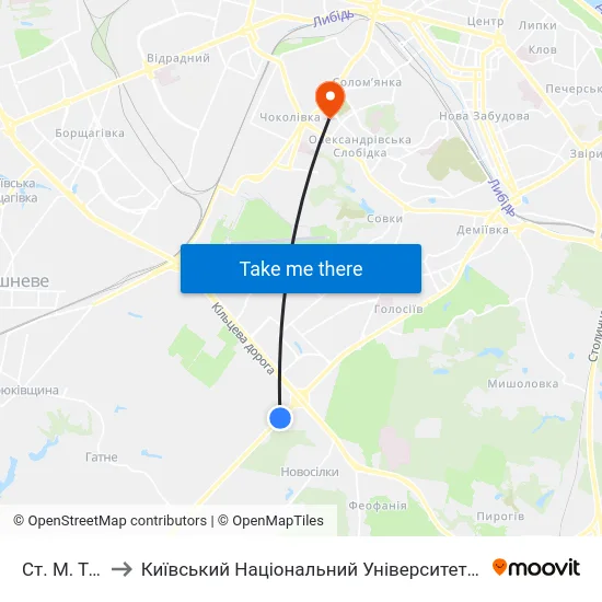 Ст. М. Теремки to Київський Національний Університет Будівництва І Архітектури map