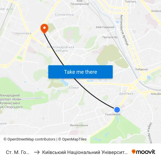 Ст. М. Голосіївська to Київський Національний Університет Будівництва І Архітектури map