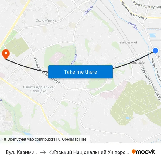 Вул. Казимира Малевича to Київський Національний Університет Будівництва І Архітектури map