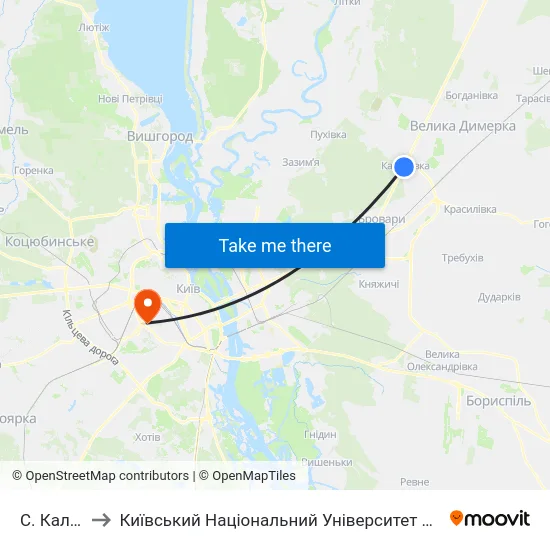 С. Калинівка to Київський Національний Університет Будівництва І Архітектури map