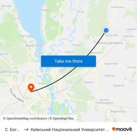 С. Богданівка to Київський Національний Університет Будівництва І Архітектури map